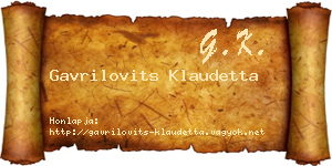 Gavrilovits Klaudetta névjegykártya